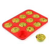 CAKETIME 12 Cups Silicone Muffin Pan - Nonstick Cupcake Pan 1 Pack Regular Size Silicone Mold for Baking