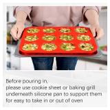 CAKETIME 12 Cups Silicone Muffin Pan - Nonstick Cupcake Pan 1 Pack Regular Size Silicone Mold for Baking