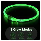 Colaseeme LED Dog Collar, Light Up Dog Collar 1 Count USB Rechargeable TPU Glow Safety Dog Necklace Light, Dog Lights for Small Medium Large Dogs, Please Do Not Use Fast Charging (Green)