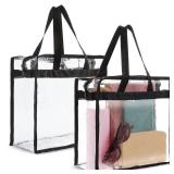 Juvale Clear PVC Tote Bag - Stadium Approved Clear Concert Bag - Womens See-Through Purse & Lunch Tote for Work - Waterproof Tear-Resistant Zippered Transparent Pouch - Pack of 2, 12 x 6 x 12 in