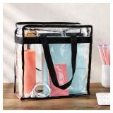 Juvale Clear PVC Tote Bag - Stadium Approved Clear Concert Bag - Womens See-Through Purse & Lunch Tote for Work - Waterproof Tear-Resistant Zippered Transparent Pouch - Pack of 2, 12 x 6 x 12 in