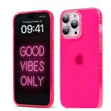 NYCPrimeTech Neon Pink Case for iPhone 15 Pro Max w/Bumper Edge/Slim & Soft Transparent Phone Case Compatible with iPhone 15 Pro Max 6.7 Inch/Cute Flexible & Stylish Protective Cover (Hot Pink)