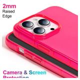 NYCPrimeTech Neon Pink Case for iPhone 15 Pro Max w/Bumper Edge/Slim & Soft Transparent Phone Case Compatible with iPhone 15 Pro Max 6.7 Inch/Cute Flexible & Stylish Protective Cover (Hot Pink)