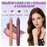 HONGYUNDA Shadow Liner, 2-in-1 Eyeliner & Eyeshadow, Waterproof Eye Shadow Crayon, Smooth, Easy to Colorï¼Duo Eyeshadow Stick for Effortless Smoky or Natural Eye Makeup(Purple + champagne gold
