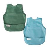 Tiny Twinkle Mess Proof Baby Bibs | 2 Pack Waterproof Toddler Bib for Eating | Baby Apron for Feeding, Machine Washable, Perfect Shower Gift (Slate Olive, 6-24M)