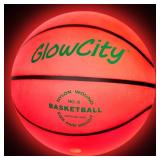 GlowCity Glow in the Dark Basketball - Size 6 Light Up Ball for Teen Boys Gifts, Woman - Red Glow for Outdoor Games - Sports Birthday Gift Ideas for Boys Ages 10 11 12 13 - Basketball Gear Accessories