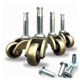 LUXUFUL 1" Swivel Stem Ball Caster Wheel, Zinc Alloy Castor for Furniture Socket Type Mounting Stem, Antique Brass, 353lbs, Pack of 4