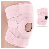 Foilswirl 1 Pcs Kids Knee Brace with Side Stabilizers Patella Gel Pads Adjustable Straps Youth Child Knee Brace Support for Meniscus Tear Sports, Meniscus Tear (Pink)