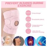 Foilswirl 1 Pcs Kids Knee Brace with Side Stabilizers Patella Gel Pads Adjustable Straps Youth Child Knee Brace Support for Meniscus Tear Sports, Meniscus Tear (Pink)