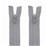MebuZip 2PCS #5 17 Inch Separating Jacket Zippers Resin Zipper Molded Plastic Zippers Bulk for Sewing Coat Jackets Clothes (Grey)
