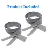 MebuZip 2PCS #5 17 Inch Separating Jacket Zippers Resin Zipper Molded Plastic Zippers Bulk for Sewing Coat Jackets Clothes (Grey)