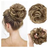 CJL HAIR Large Messy Bun Hair Piece Wavy Curly Scrunchies Synthetic Chignon Ponytail Hair Extensions Thick Updo Hairpieces for Women Bernstein Multi