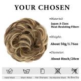 CJL HAIR Large Messy Bun Hair Piece Wavy Curly Scrunchies Synthetic Chignon Ponytail Hair Extensions Thick Updo Hairpieces for Women Bernstein Multi