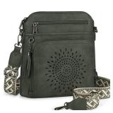 RAINSMORE Crossbody Bags for Women Leather Crossbody Purse Designer Womens Shouler Bags Handbags Trendy Medium Cross Body Purse Travel Work, olive green