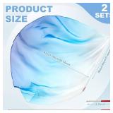 Jetec 2 Set 55" Praise Dance Flags with Scalable Rods - Semicircle Angel Wing Banners for Church (White Blue Blue)