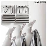 HARPOON 2 Pack Heavy Duty Hook, 3.5 Inch Wall Mounted Rustproof Coat Hook,Utility Hooks for Coat, Scarf, Bag, Towel, Key, Cap, Cup, Hat Satin Nickel
