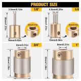 Ecarke Diamond Grinder Bit Head Tools for Stained Glass - 4 Sizes (1 3/4, 1/4, 1/8 Inch) with Brass Core - Glass Supplies