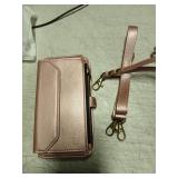 Strapurs Wallet Case Compatible with iPhone 17 Pro 6.3" RFID Blocking 9-Card Holder Soft PU Leather Magnetic Snap Shoulder Strap Zipper Pocket Phone Case Fit for iPhone 17 Pro for Women - Rose Gold