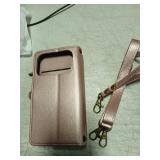 Strapurs Wallet Case Compatible with iPhone 17 Pro 6.3" RFID Blocking 9-Card Holder Soft PU Leather Magnetic Snap Shoulder Strap Zipper Pocket Phone Case Fit for iPhone 17 Pro for Women - Rose Gold