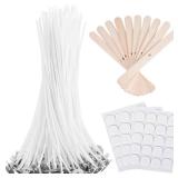 Bulk 6-Inch Candle Wicks - 100 Pcs with Wick Stickers & Centering Device for Soy/Beeswax Candle Making