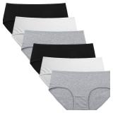 INNERSY Womens Underwear Cotton Hipster Panties Regular & Plus Size 6-Pack(X-Large,Black-White-Grey)
