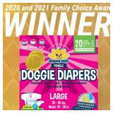 Bodhi Dog Disposable Female Dog Diapers - Super Absorbent Dog Diapers for Female Heat Cycle - Adjustable Fit Pee Wraps for Potty Training, Moisture Control & Wetness Indicator - Large (20 Count)