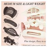 Obeoby 8 Pcs Flat Hair Clips for Women, 4 Types French Flat Claw Clips Hair Barrettes Accessories Large Medium (Off-white, Dark Brown)