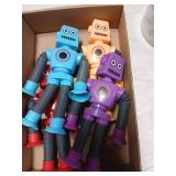 Valentines Day Gift for Kid Toddlers Boy Year Old Age 3 4 5 6 7 8, Set of 4 Flexible Fidget Toys, Telescopic Suction Cup & Pop Tube Robot, Autistic Easter Basket Christmas Stocking Stuffers