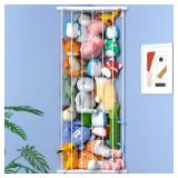 Befayoo Stuffed Animal Storage Toy Organizer(Patented) - Corner Stuffed Animal Holder Length Adjustable - Stuffed Animal Wall Storage for Nursery Playroom Bedroom Kids Room Decor(White)