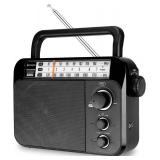 Retekess TR604W AM FM NOAA Radio, Portable Emergency Weather Radios with Best Reception, AC or D Battery Powered, with Clear Dial and Large Knob, Suit for Home (Black)