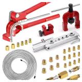 smseace 26Pack 3/16 Inch Brake line kit Include 25 FT Zinc-Plated Brake Lines with Fitting(16pcs Fittings,2pcs Union+4pcs Nut) Brake line Bender,Single Flare Tool,Cutter 3/16 Inch Brake line kit