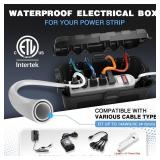 Flemoon [2 Pack] Outdoor Electrical Box Waterproof, Medium Weatherproof Electrical Box (11.5x5.2x4 inch) w/6 Cable Entry Ports, Extension Cord Cover for Power Strip, Timer, Plug, Holiday Light, Black