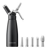 Professional Aluminum Whipped Cream Dispenser - 500 mL/1 Pint,Whipped Cream Maker Canister Need To Use N2O Chargers (Not Included) (Black, 500ml)