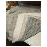 Fancy Homi 4 Packs Neutral Euro Decorative Throw Pillow Covers 28x28 Inch for Couch Bed Sofa, Rustic Farmhouse Boho Home Decor, Soft Plush Striped Corduroy Square Cushion Case 71x71 cm