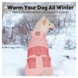 KYEESE Dog Coat Thick Pets Clothes with Pocket Windproof Dog Coats for Small Dogs Waterproof Dogs Jacket with Fleece Lined Soft Pet Sweater for Cold Weather Warm Pet Winter Puffer Coat with Leash Hole