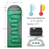 0 Degree Winter Sleeping Bags for Adults Camping -Temp Range (5F - 32F) Portable Waterproof Compression Sack- Cold Weather Sleeping Bags for Big and Tall in Env Hoodie: Hiking Backpacking 4 Season