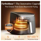 Cosori 9-in-1 TurboBlaze Air Fryer 6 Qt, Premium Ceramic Coating, 90°-450°F, Precise Heating for Even Results, Air Fry, Roast, Bake, Broil, Dry, Frozen, Proof, Reheat, Keep Warm, 120V, Dark Gray