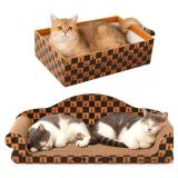 Markarbarkar 2 in 1 Cat Scratcher Couch & Scratching Box Extra Large 27 Inch, Durable Cardboard Scratch Bed for Indoor Cats with Reversible Scratching Pad, Furniture Protector