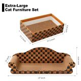 Markarbarkar 2 in 1 Cat Scratcher Couch & Scratching Box Extra Large 27 Inch, Durable Cardboard Scratch Bed for Indoor Cats with Reversible Scratching Pad, Furniture Protector