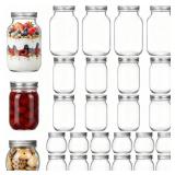 Yiyiring 24 Pcs Large Mason Jars Variety Pack with Lids 25/12/10 oz Clear Glass Mason Jars Bulk Regular Mouth for DIY Projects Meal Prep Honey Wedding Favors Food Storage Dry Food Snack(24 Pcs,Silver)