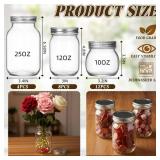 Yiyiring 24 Pcs Large Mason Jars Variety Pack with Lids 25/12/10 oz Clear Glass Mason Jars Bulk Regular Mouth for DIY Projects Meal Prep Honey Wedding Favors Food Storage Dry Food Snack(24 Pcs,Silver)