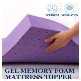 SINWEEK 1.5 Inch Gel Memory Foam Mattress Topper Ventilated Soft Pressure Relieve Mattress Pad, Breathable Bed Topper, CertiPUR-US Certified, Queen Size