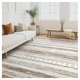 Tortania Area Rug Living Room Rugs - 5x8 Washable Large Soft Neutral Boho Moroccan Bohemian Farmhouse Rug Indoor Floor Carpet for Bedroom Under Dining Table Home Office Decor - Cream Brown