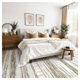 Tortania Area Rug Living Room Rugs - 5x8 Washable Large Soft Neutral Boho Moroccan Bohemian Farmhouse Rug Indoor Floor Carpet for Bedroom Under Dining Table Home Office Decor - Cream Brown