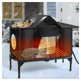Heated Outdoor Cat House Weatherproof with Heating Pad, Insulated Feral Cat Houses for Outdoor Cats, Safe Escape Door, Heated Cats House for Outside, Outside Stray Cats Shelter with Elevated Base(M)