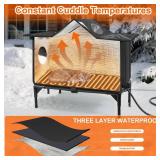 Heated Outdoor Cat House Weatherproof with Heating Pad, Insulated Feral Cat Houses for Outdoor Cats, Safe Escape Door, Heated Cats House for Outside, Outside Stray Cats Shelter with Elevated Base(M)