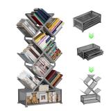 Gintan 9-Tier Modern Book Shelves with Storage, Bedroom Shelves Folding Bookshelves, No Installation Required Shelf Tree Bookcase for Living Room, Study, Home Office, Bed Room (Grey)