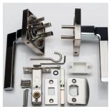 Modern Door Lever Handle Lock Set with Hardware (Stock Pic Differs)