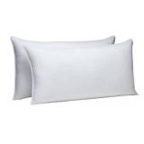 Amazon Basics Down Alternative Bed Pillow, Medium Density for Back and Side Sleepers, Queen - Pack of 2, White, 17" x 33"