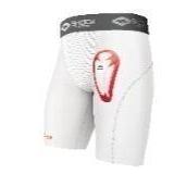 Shock Doctor Youth Compression Shorts with Protective Cups White: Apparel for Sports